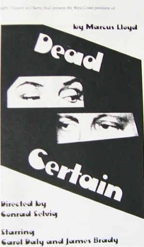 Dead Certain Poster Carl Cherry Theatre Carmel